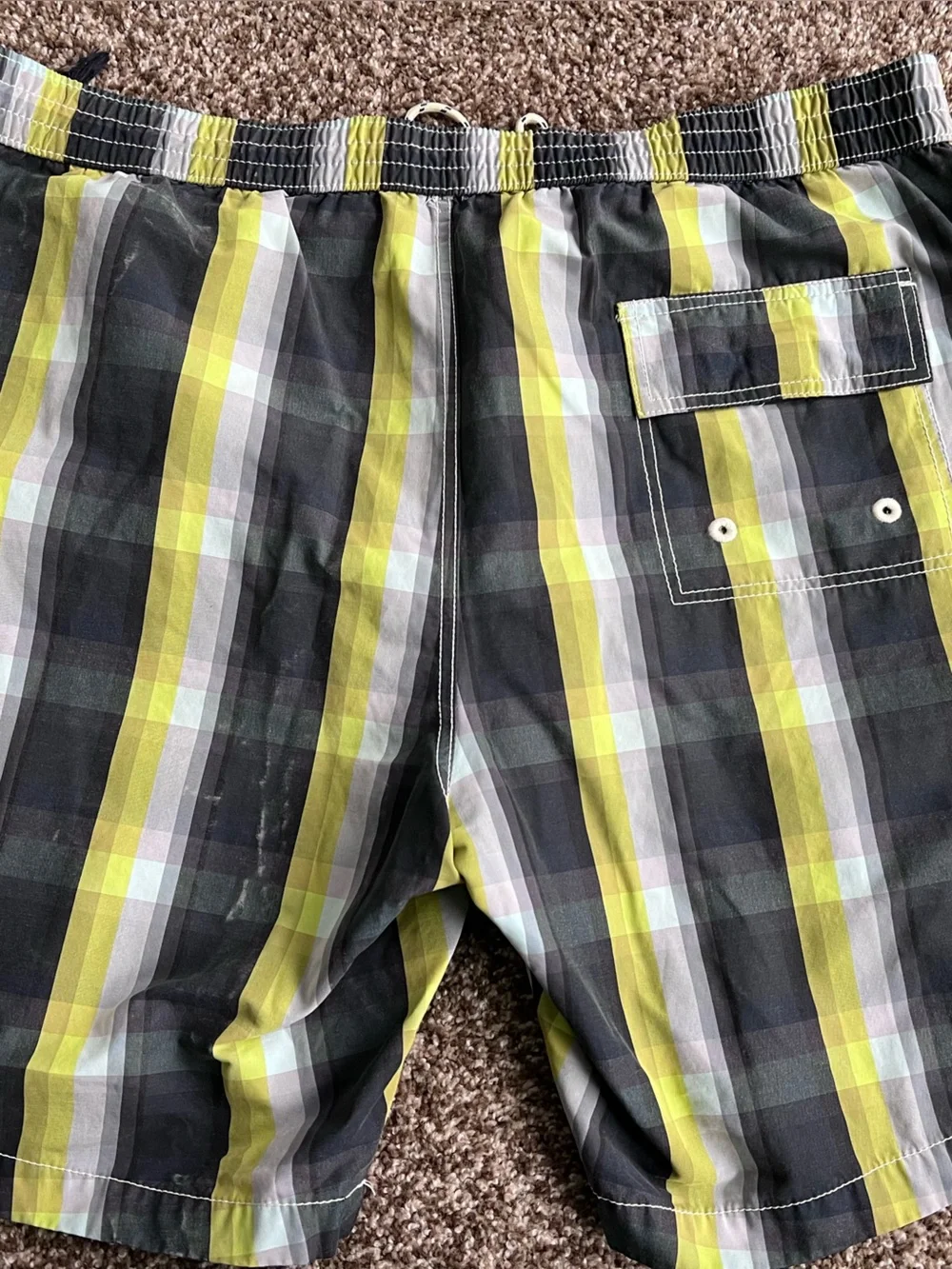 Tommy Bahama Plaid Swim Shorts in Yellow, Black and Gray